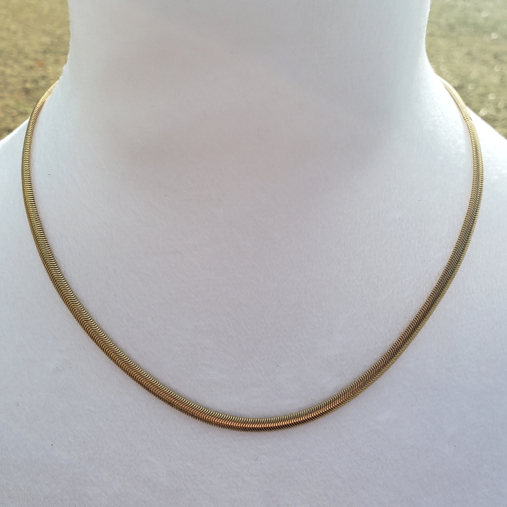 15. Gold Plated Herringbone Necklace with Lobster Clasp